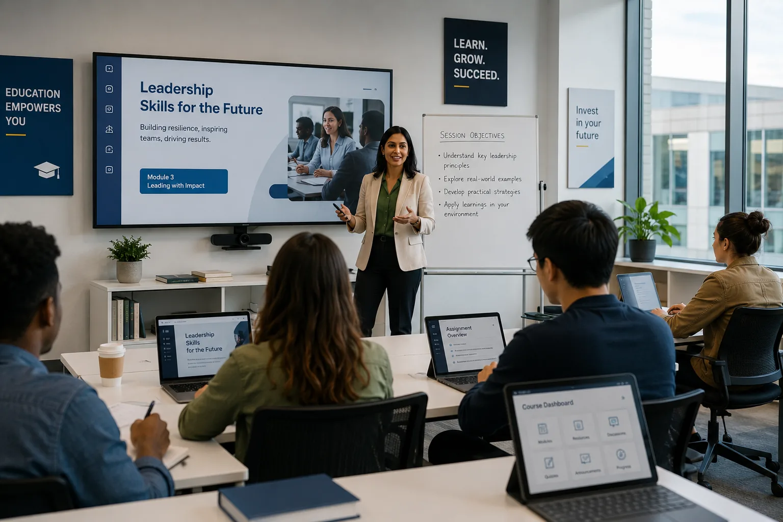 Instructor leading a leadership-skills training session