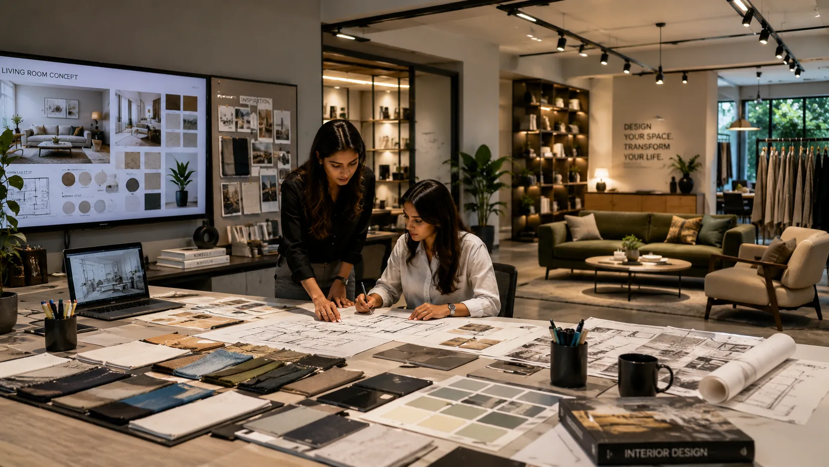 Interior design studio workspace